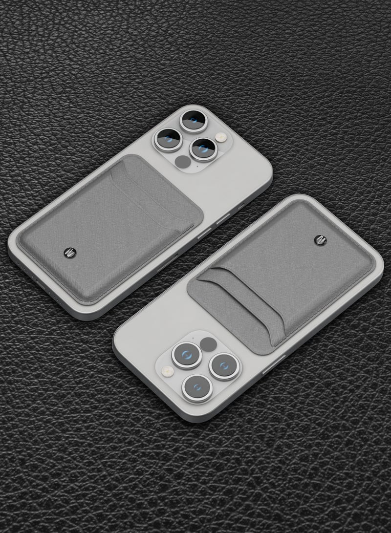 ليفيلو محفظة حامل بطاقات Bond ماج سيف/ فتحتان للبطاقات / شعار معدني مميز / جلد سافيانو أصلي - رمادي - Image 3