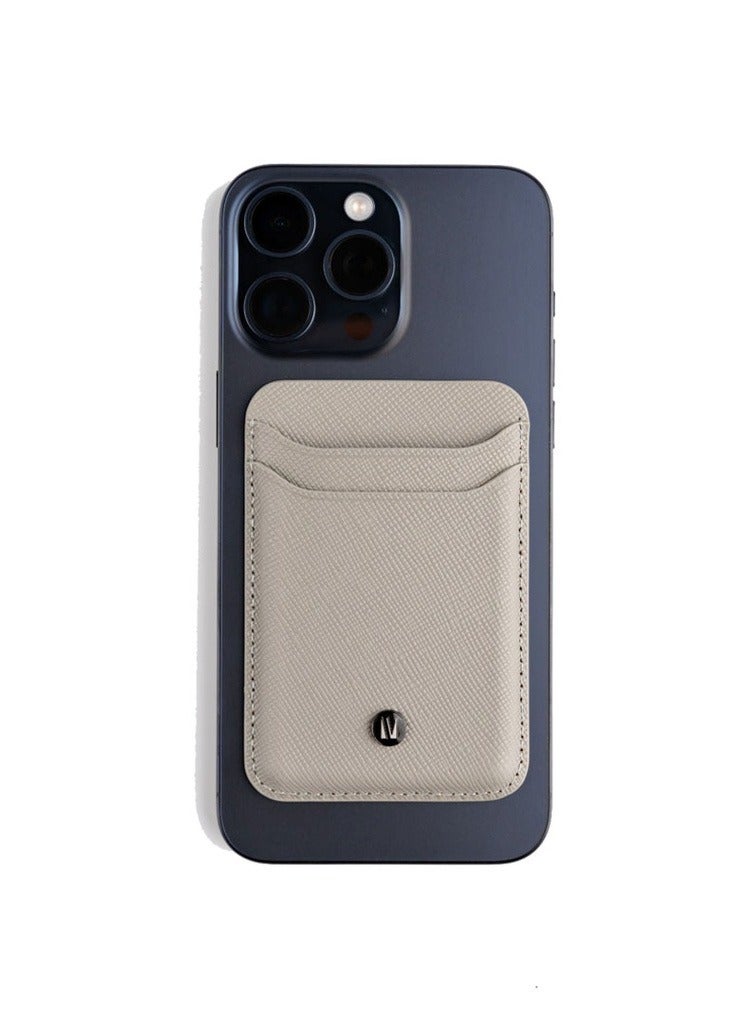 ليفيلو محفظة حامل بطاقات Bond ماج سيف/ فتحتان للبطاقات / شعار معدني مميز / جلد سافيانو أصلي - رمادي - Image 1