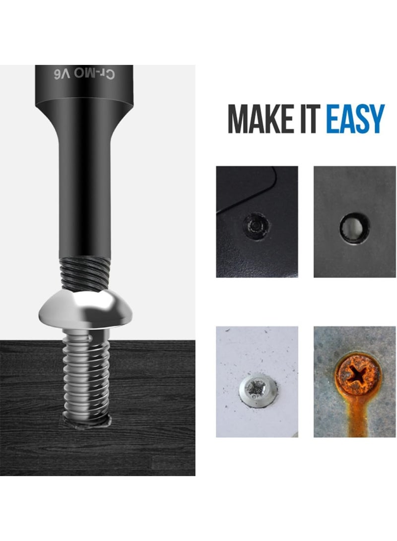 Zikra 7PCS Damaged Screw Extractor Set, Bolt Extractor Kit & Stripped Screw Extractor, Easy Out Stripped Screw Extractor Kit, All-Purpose HSS Broken Screw Remover Set(1/2in) - Image 5