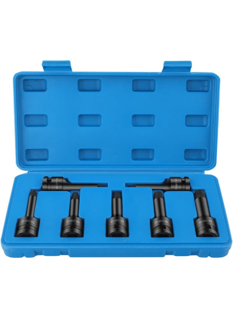 Zikra 7PCS Damaged Screw Extractor Set, Bolt Extractor Kit & Stripped Screw Extractor, Easy Out Stripped Screw Extractor Kit, All-Purpose HSS Broken Screw Remover Set(1/2in) - Image 1