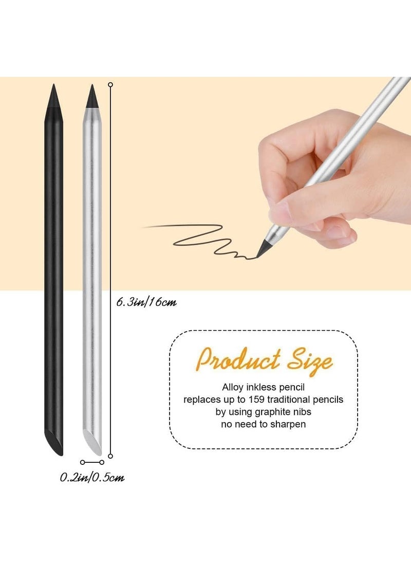 2 أقلام معدنية خالية من الحبر ، أقلام غير محدودة ، مع 2 أطراف قابلة للتبديل ، الكتابة السلسة ، مناسبة للكتابة والرسم للطلاب المكاتب المنزلية الإمدادات الدراسية - Image 2