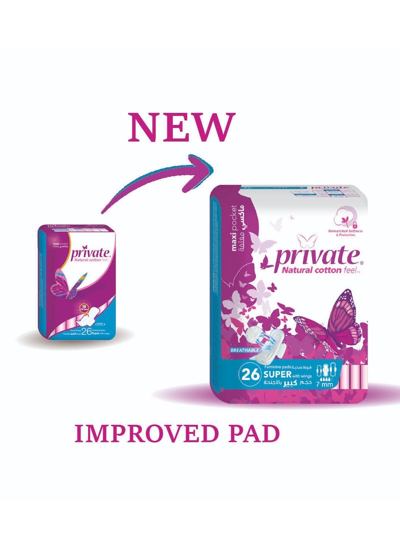 Private Maxi Pocket Super 26 Pads  - Image 2