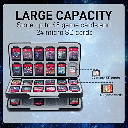 RHOTALL Game Card Case for Nintendo Switch/OLED/Lite/2 , Storage Card Box with 48 Game Cards Cartridge and 24 SD Cards Slots, Switch Games Holder with Magnetic Design - Starry sky - Image 2