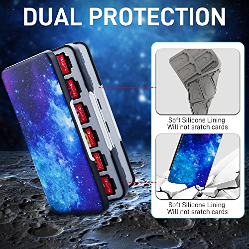 RHOTALL Game Card Case for Nintendo Switch/OLED/Lite/2 , Storage Card Box with 48 Game Cards Cartridge and 24 SD Cards Slots, Switch Games Holder with Magnetic Design - Starry sky - Image 3