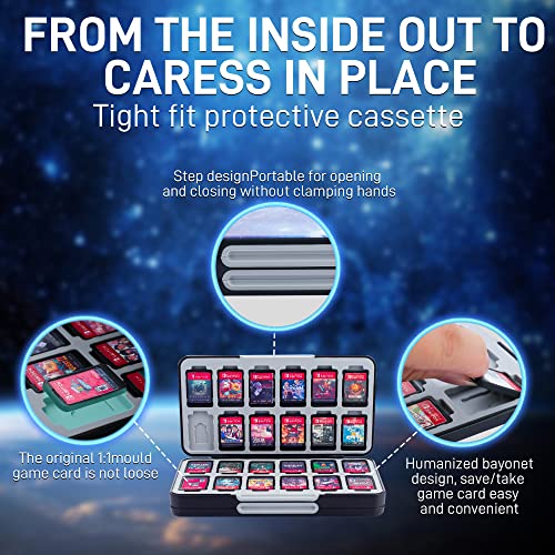 RHOTALL Game Card Case for Nintendo Switch/OLED/Lite/2 , Storage Card Box with 48 Game Cards Cartridge and 24 SD Cards Slots, Switch Games Holder with Magnetic Design - Starry sky - Image 5