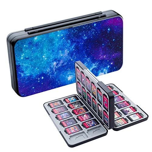 RHOTALL Game Card Case for Nintendo Switch/OLED/Lite/2 , Storage Card Box with 48 Game Cards Cartridge and 24 SD Cards Slots, Switch Games Holder with Magnetic Design - Starry sky - Image 1