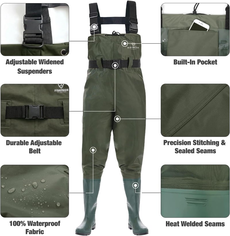 FISHINGSIR Waterproof Fishing Waders for Men and Women with Boots and Boot Hanger - Image 3