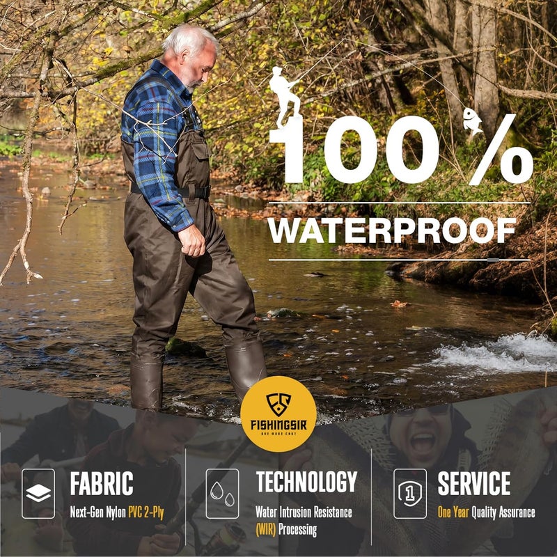 FISHINGSIR Waterproof Fishing Waders for Men and Women with Boots and Boot Hanger - Image 2