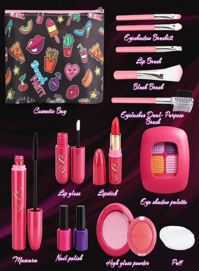Woumserta Toddler Girls Toys Pretend Makeup Kits - Fake Makeup Set Toys for Kids 3 4 5 6 Year Old, Play Makeup Gift for Little Girls 3-5, Toddler Makeup Kit with Fake Makeup Toy Birthday Gift - Image 2