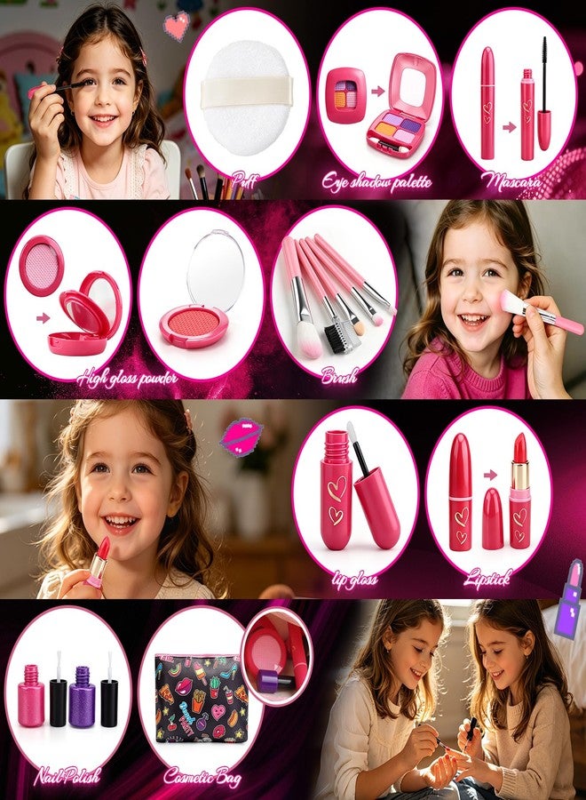 Woumserta Toddler Girls Toys Pretend Makeup Kits - Fake Makeup Set Toys for Kids 3 4 5 6 Year Old, Play Makeup Gift for Little Girls 3-5, Toddler Makeup Kit with Fake Makeup Toy Birthday Gift - Image 3