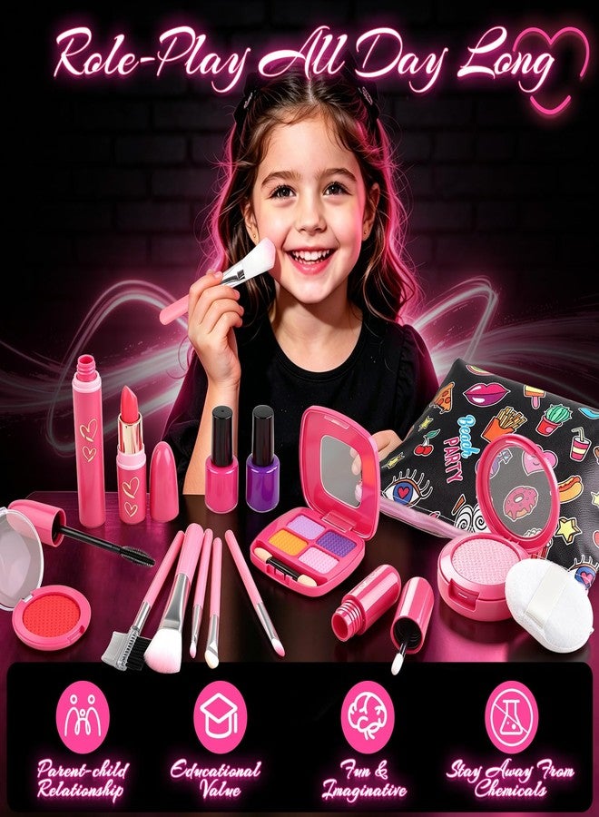 Woumserta Toddler Girls Toys Pretend Makeup Kits - Fake Makeup Set Toys for Kids 3 4 5 6 Year Old, Play Makeup Gift for Little Girls 3-5, Toddler Makeup Kit with Fake Makeup Toy Birthday Gift - Image 5