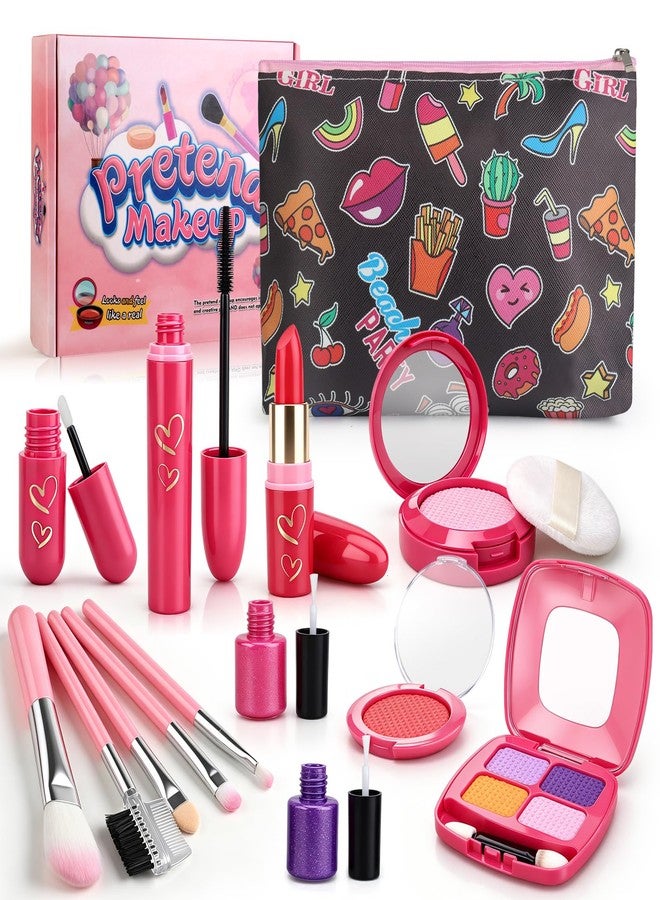 Woumserta Toddler Girls Toys Pretend Makeup Kits - Fake Makeup Set Toys for Kids 3 4 5 6 Year Old, Play Makeup Gift for Little Girls 3-5, Toddler Makeup Kit with Fake Makeup Toy Birthday Gift - Image 1
