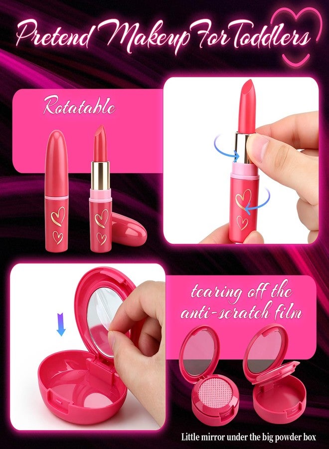 Woumserta Toddler Girls Toys Pretend Makeup Kits - Fake Makeup Set Toys for Kids 3 4 5 6 Year Old, Play Makeup Gift for Little Girls 3-5, Toddler Makeup Kit with Fake Makeup Toy Birthday Gift - Image 4