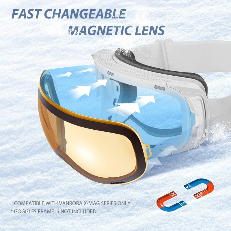 VANRORA X-Mag Ski Goggles Replacement Lens, Extra Snowboard Goggles Lens, Anti-Fog & 100% UV Protection - Image 4