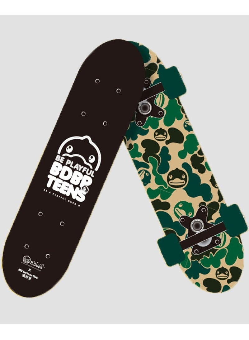 B.duck Four Wheel 31" Skateboard Longboard For Beginners 7 Layer Canadian Maple Wood Double Kick Concave Complete Beginners Skateboard For Kids - Image 1