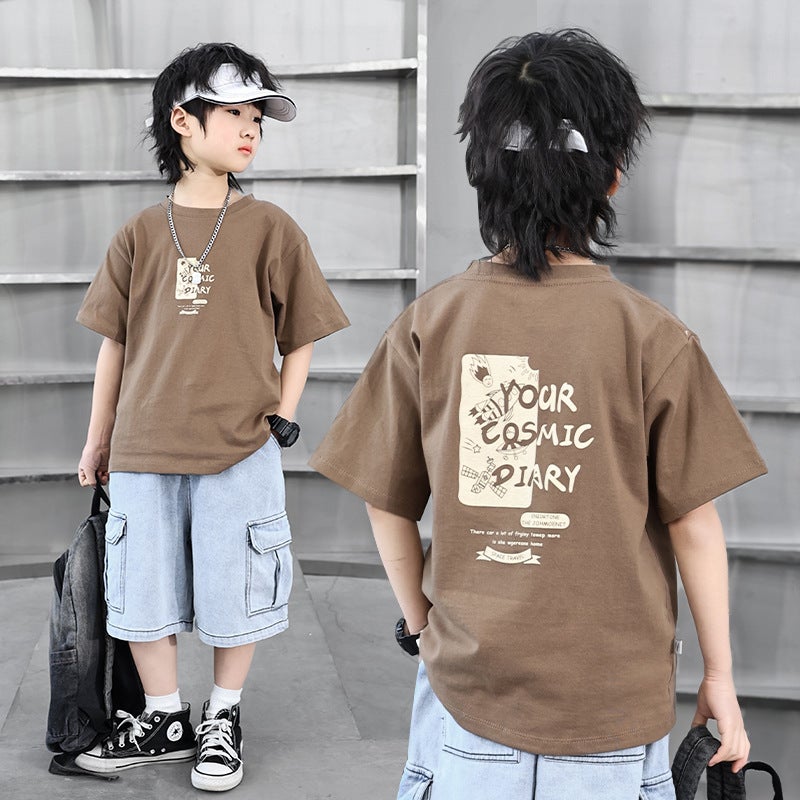 Boys' T-Shirt 2024 Children'S T-Shirt Short Sleeve Cotton Baby Cartoon Korean Style Bottoming Top Children'S Clothing - Image 5