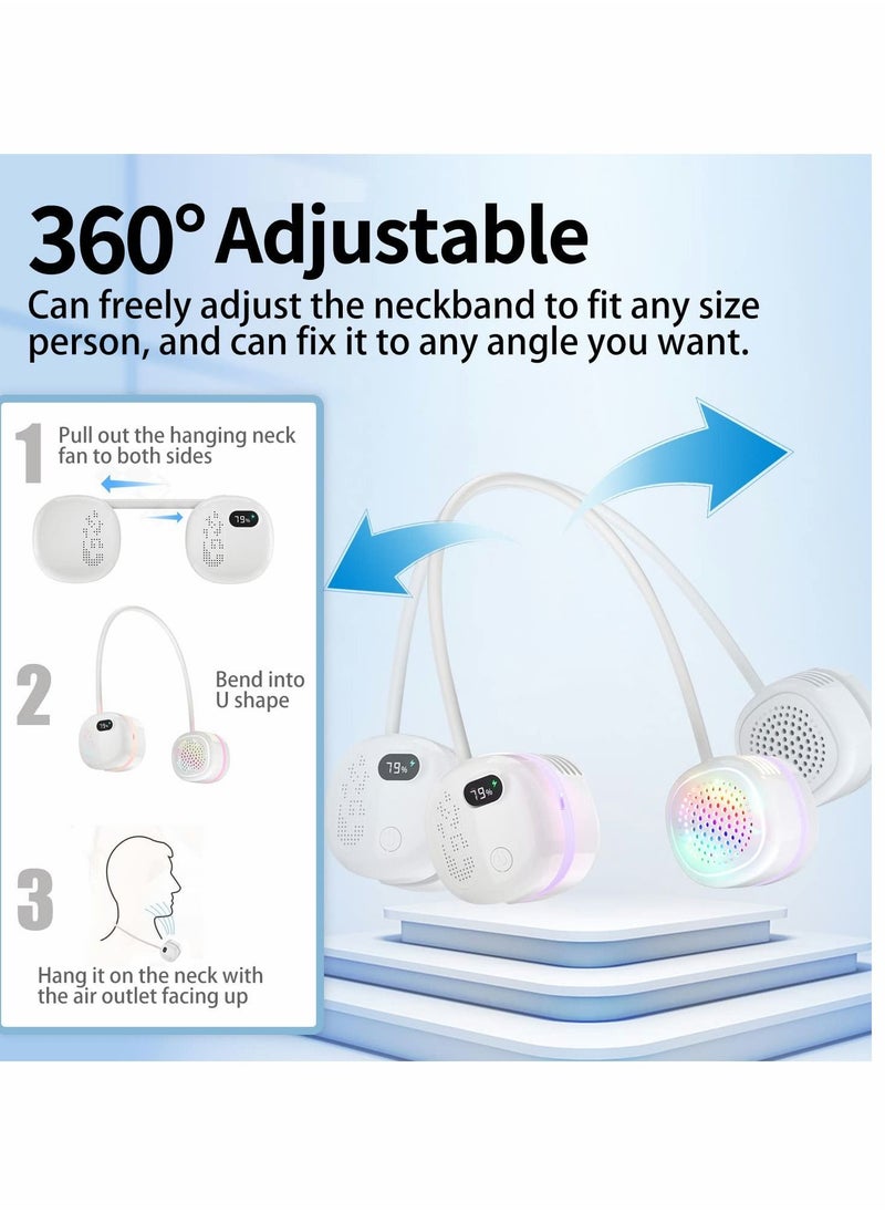Excefore Portable Neck Fan, Foldable Bladeless Hands-Free USB Rechargeable Battery Operated Cooling,wearable Air Conditioner for Sport, Outdoor, Office, Travel, White  - Image 2