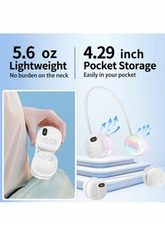 Excefore Portable Neck Fan, Foldable Bladeless Hands-Free USB Rechargeable Battery Operated Cooling,wearable Air Conditioner for Sport, Outdoor, Office, Travel, White  - Image 4