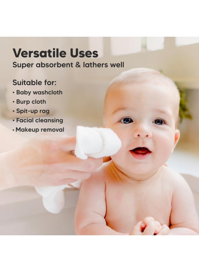 KeaBabies - Baby Washcloths Baby Bamboo Washcloths Towel Soft Organic Baby Washcloths For Motherhood Face Towels For Baby Adult And Infant Hypoallergenic Anti Bacterial Towels White - Image 1