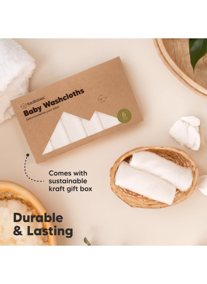 KeaBabies - Baby Washcloths Baby Bamboo Washcloths Towel Soft Organic Baby Washcloths For Motherhood Face Towels For Baby Adult And Infant Hypoallergenic Anti Bacterial Towels White - Image 1