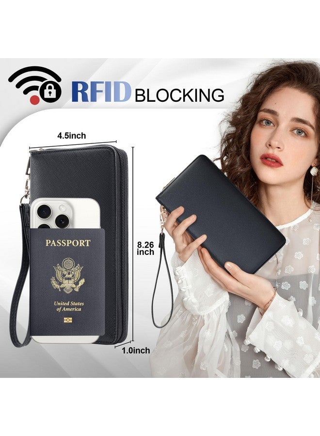 Chelmon Women's Wallet RFID Blocking Long Clutch Zip Around Travel Leather Purse Large Capacity Credit Card Holder with Grip Hand Strap - Image 2