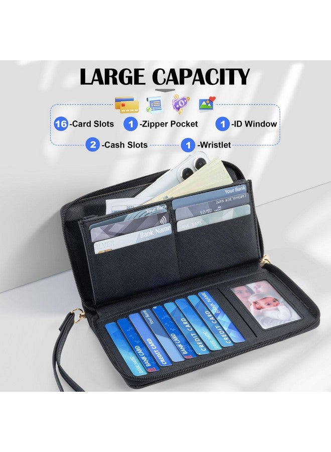 Chelmon Women's Wallet RFID Blocking Long Clutch Zip Around Travel Leather Purse Large Capacity Credit Card Holder with Grip Hand Strap - Image 1