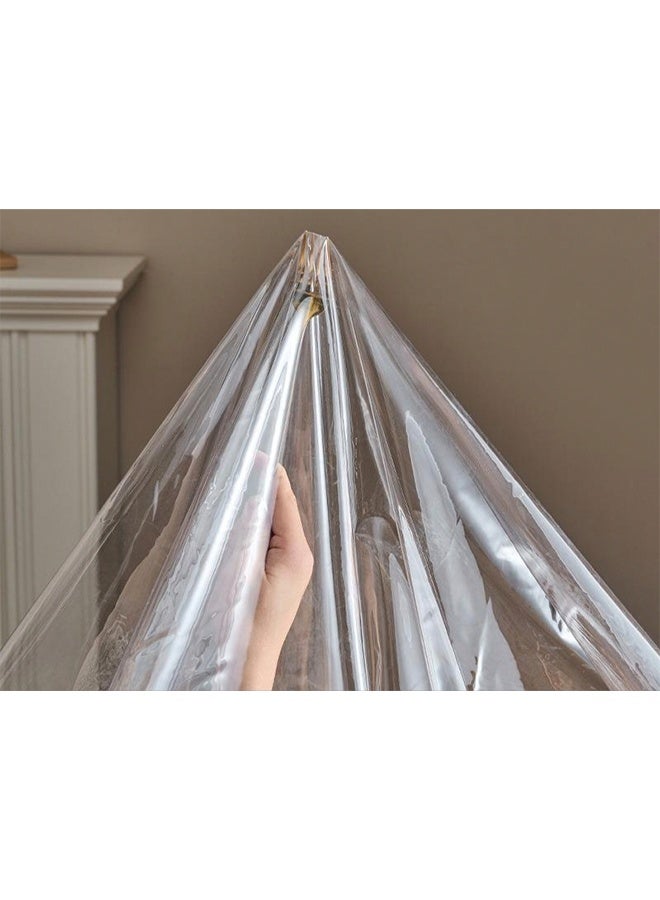 هاهاهاي حامي طاولة شفاف بحافة دانتيل 90×150 سم، حصيرة مكتب PVC وغطاء طاولة بلاستيك، غطاء طاولة شفاف غير قابل للانزلاق، حصيرة مقاومة للماء والزيوت لغرفة الطعام والمطبخ والمكتب والمنزل - Image 4