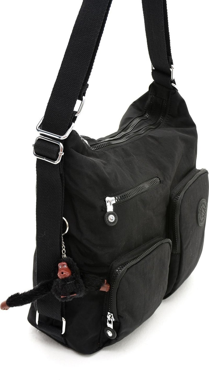 Sanmorris Women's Large Size Waterproof Parachute Fabric Cross Strap Shoulder and Backpack with Compartments - Image 3