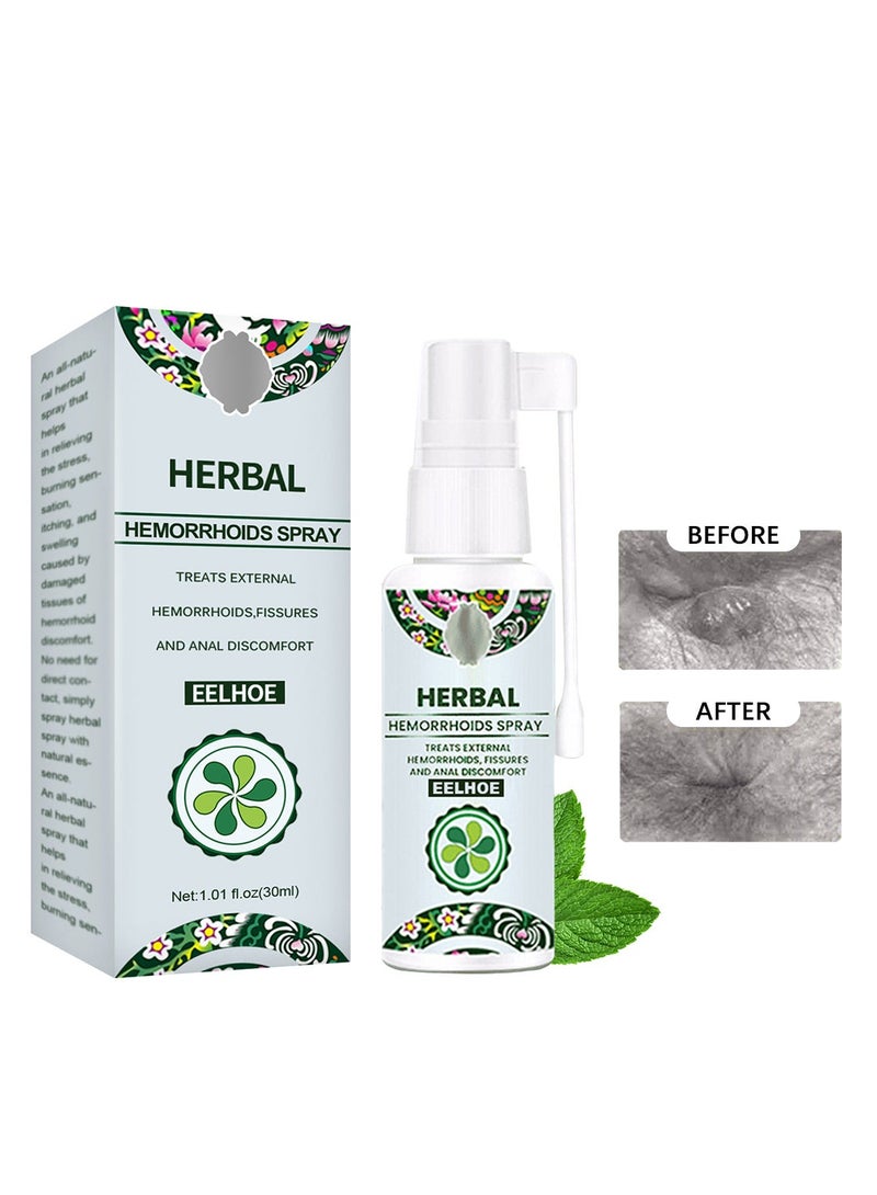 EELHOE Herbal Hemorrhoids Spray for External and Internal Hemorrhoids Discomfort, 100% Natural Herbal Extracts Formula 30ml - Image 1