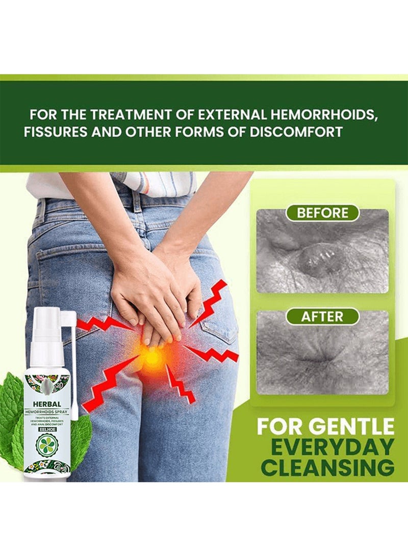 EELHOE Herbal Hemorrhoids Spray for External and Internal Hemorrhoids Discomfort, 100% Natural Herbal Extracts Formula 30ml - Image 2