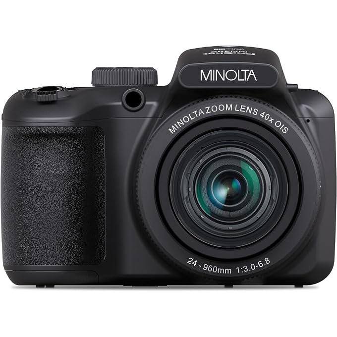 MINOLTA MN40Z 20 Mega Pixels 40x Optical Zoom Digital Camera with 1080p FHD Video, Black, Bundle with 64GB Memory Card + Vlog Tripod + 4xAA Battery with Charger + Accessories - Image 2