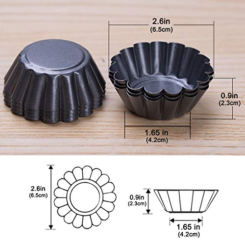Amytalk 12 Packs Egg Tart Mold, Size 2.6 x 0.9inch, Cupcake Cake Muffin Mold Tin Pan Baking Tool, Carbon Steel - Image 2