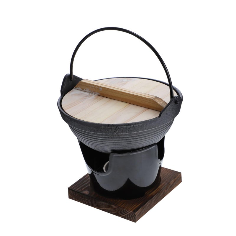 Cast Iron Sukiyaki Pot Japanese Hot Pot Non Stick Portable Lid For Camping Family Gatherings - Image 2