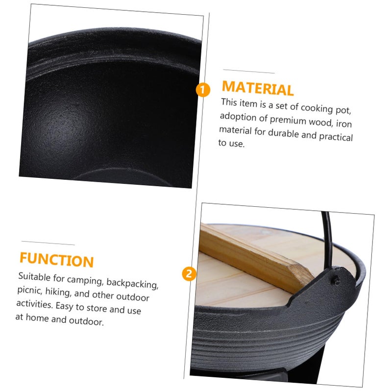 Cast Iron Sukiyaki Pot Japanese Hot Pot Non Stick Portable Lid For Camping Family Gatherings - Image 3