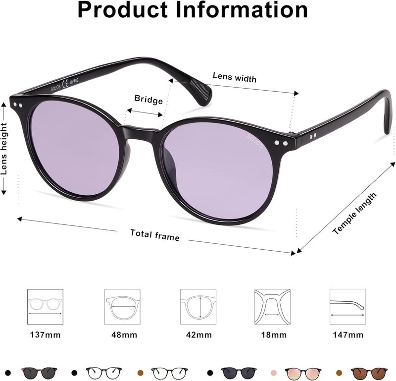Sojos Small Round Classic Polarized Sunglasses for Women Men Vintage Style UV400 Lens MAY SJ2113 - Image 5