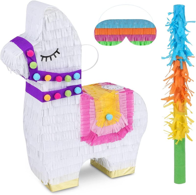 Birchio Llama Pinatas Bundle with a Blindfold and a Bat 17 x 14 x 4 Inches Perfect for kids Birthday Parties Mexican Theme Parties Decorations - Image 3