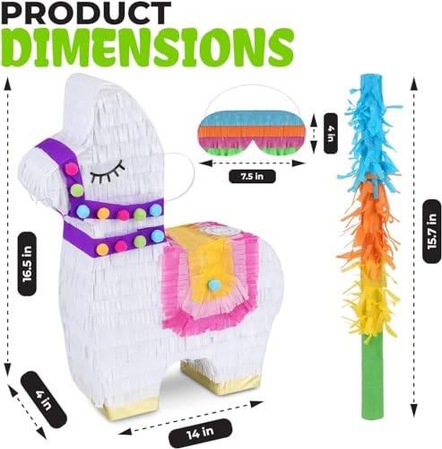 Birchio Llama Pinatas Bundle with a Blindfold and a Bat 17 x 14 x 4 Inches Perfect for kids Birthday Parties Mexican Theme Parties Decorations - Image 5