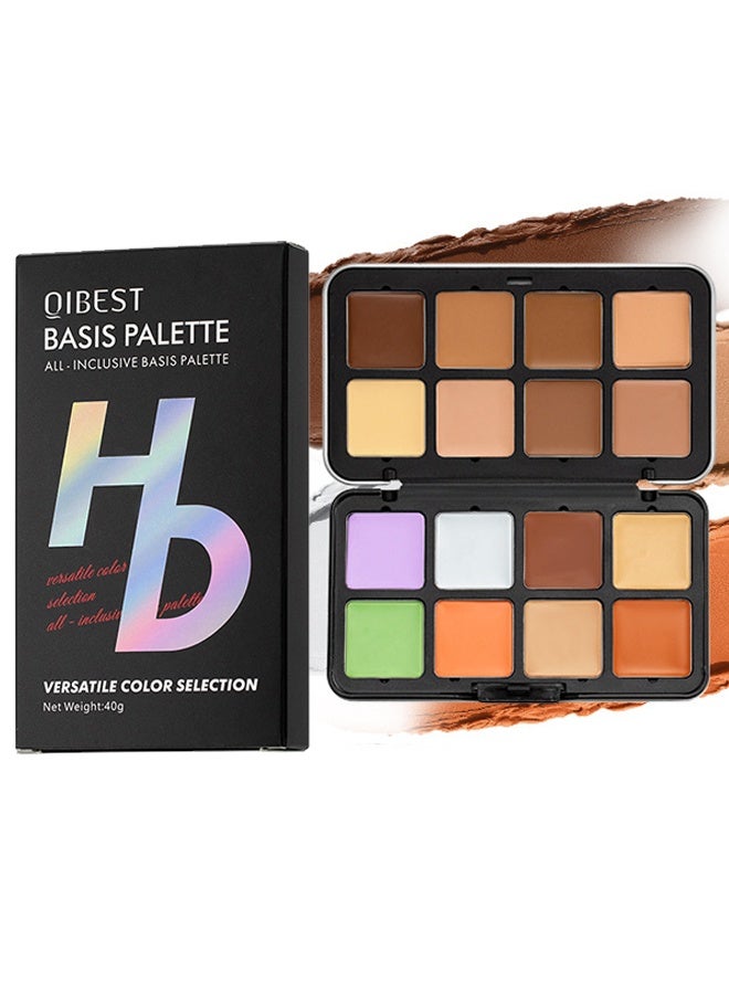 كيو آي بست لوحة الأساس ، اختيار الألوان متعددة الاستخدامات ، 16 لونا كريم [أحمر الخدود ، كونتور ، خافي العيوب] لوحة مكياج للخدين - مجموعة لوحة مكياج الكل في واحد ، لوح مكياج طبيعي غير لامع يدوم طويلا ، مقاوم للماء قابل للمزج (#A) - Image 1