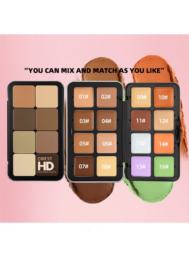 كيو آي بست لوحة الأساس ، اختيار الألوان متعددة الاستخدامات ، 16 لونا كريم [أحمر الخدود ، كونتور ، خافي العيوب] لوحة مكياج للخدين - مجموعة لوحة مكياج الكل في واحد ، لوح مكياج طبيعي غير لامع يدوم طويلا ، مقاوم للماء قابل للمزج (#A) - Image 4