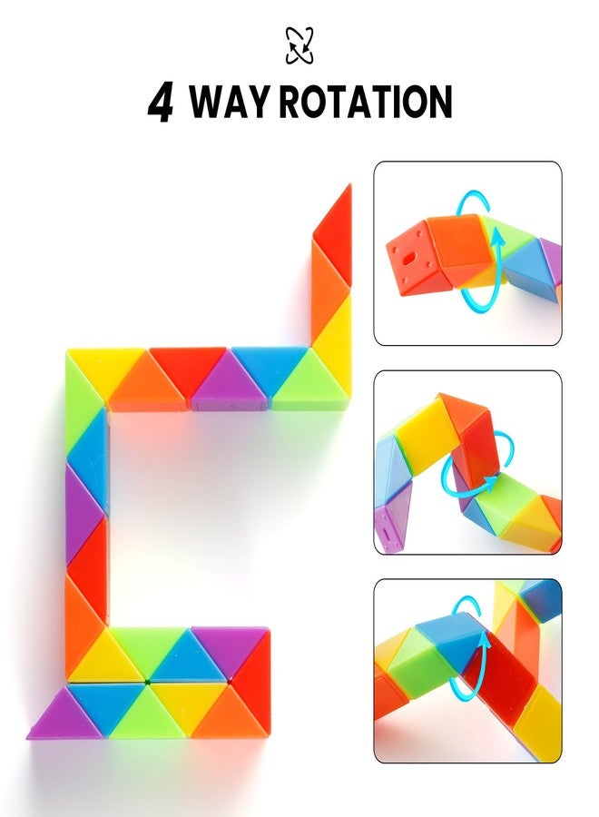 Yeetec Fidget Snake Cube Kids Party Favors Rainbow Twist Puzzle Toy for Christmas Stocking Stuffers Party Bag Fillers and Supplies School Prize Toys and Gifts (12) - Image 3