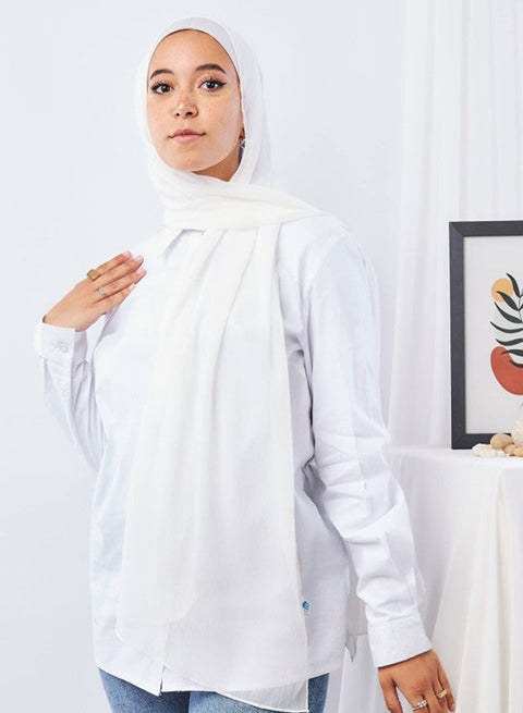 تاي شوب - إيشارب شيفون سادة مجعد - أوف وايت للنساء