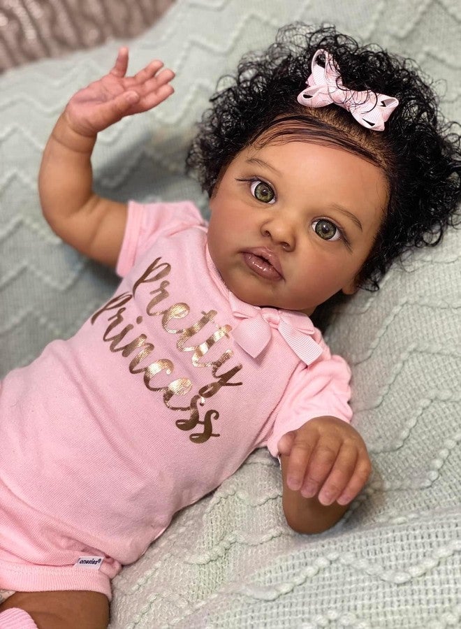 Zero Pam Black Reborn Baby Dolls-20 Inch Lifelike Baby Doll African American Babe Newborn Doll with Soft Cotton Body Real Life Silicone Babe That Look Real with Accessories for Kids 3+ - Image 4