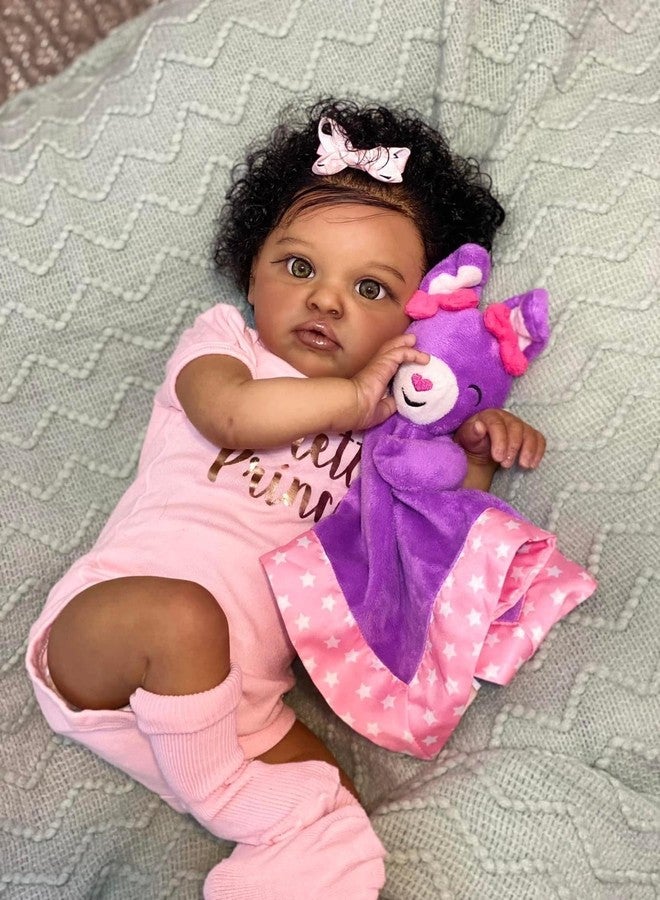 Zero Pam Black Reborn Baby Dolls-20 Inch Lifelike Baby Doll African American Babe Newborn Doll with Soft Cotton Body Real Life Silicone Babe That Look Real with Accessories for Kids 3+ - Image 1