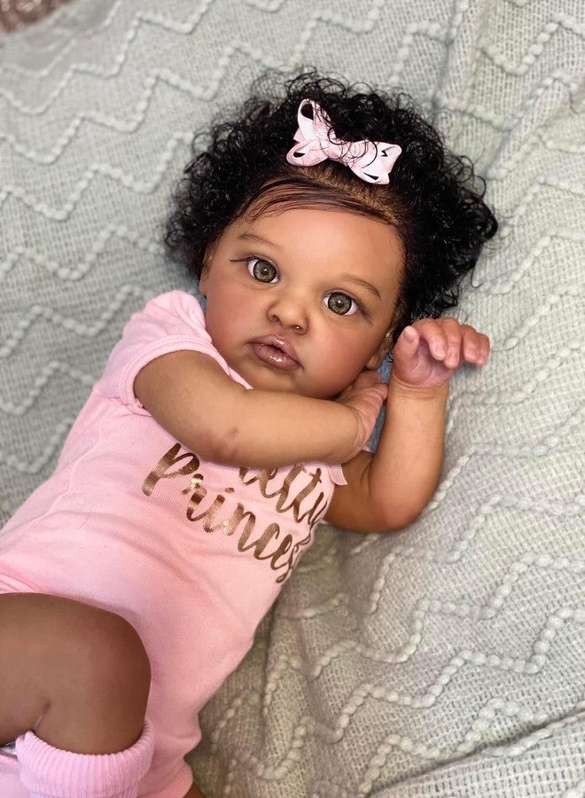 Zero Pam Black Reborn Baby Dolls-20 Inch Lifelike Baby Doll African American Babe Newborn Doll with Soft Cotton Body Real Life Silicone Babe That Look Real with Accessories for Kids 3+ - Image 3