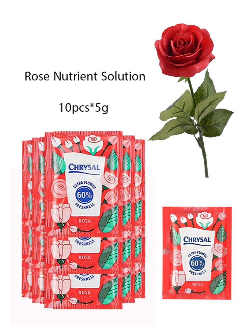 كريسال محلول مغذي للورد، عبوات طعام شفافة للزهور لتنسيق الزهور والباقات، مستلزمات تنسيق الزهور الطازجة، مادة حافظة للزهور ومحلول مغذي لإطالة عمر الزهور (5 جرام، 10 عبوات) - Image 1