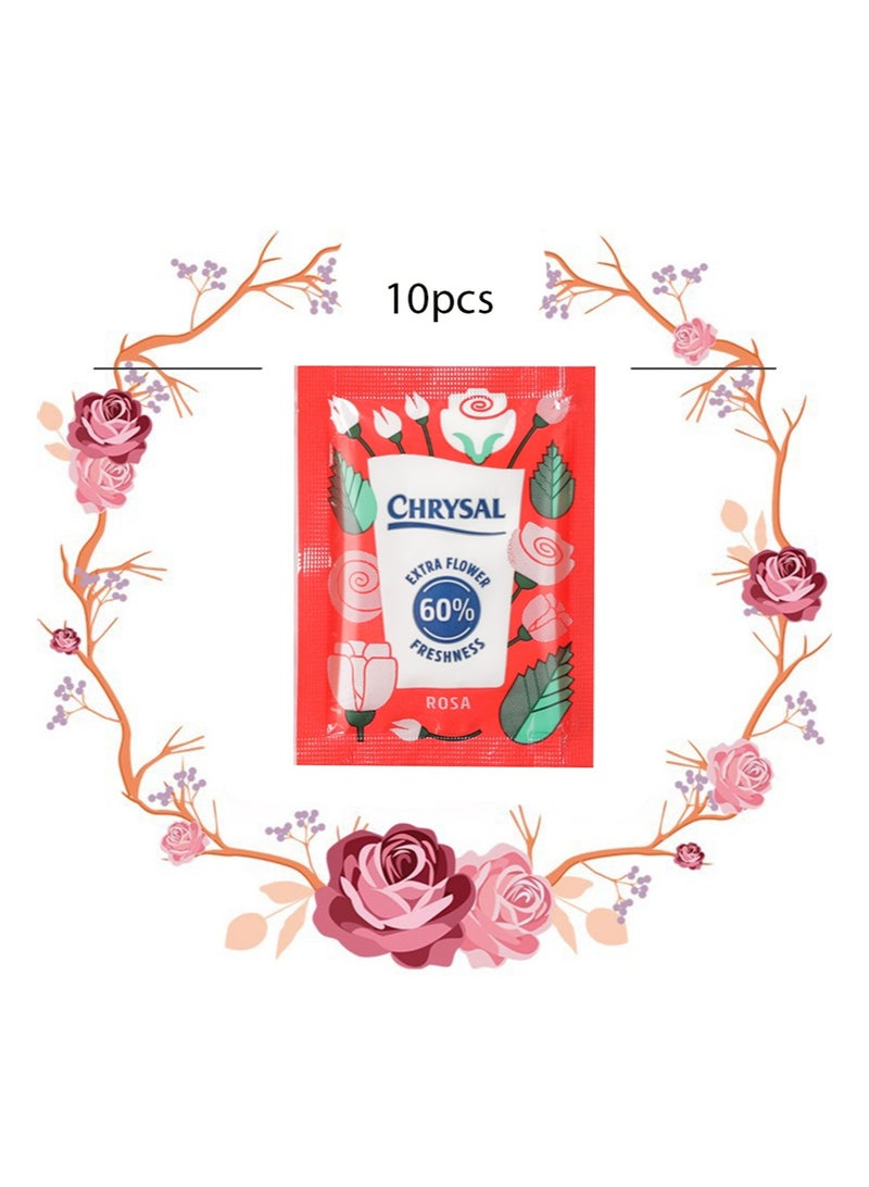 كريسال محلول مغذي للورد، عبوات طعام شفافة للزهور لتنسيق الزهور والباقات، مستلزمات تنسيق الزهور الطازجة، مادة حافظة للزهور ومحلول مغذي لإطالة عمر الزهور (5 جرام، 10 عبوات) - Image 3