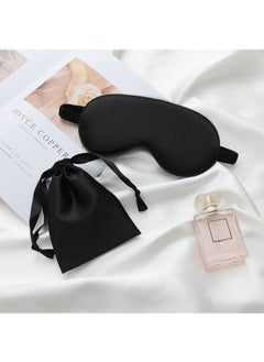 Generic Natural Silk Satin Sleeping Eye Mask，with Double Layer Silk Filling，Eyeshade Cover with Ear Plugs，Eye Cover with Storage Cloth Bag，Suitable for Full Night's Sleep, Travel and Nap（Black)  - Image 2