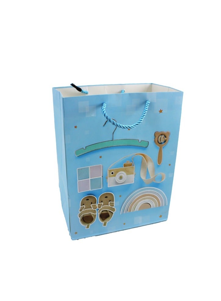 AL QADAH Paper Gift Bag Baby Boy 18x10x23Cm  - Image 1