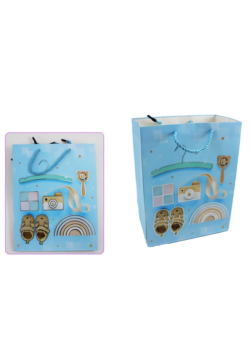 AL QADAH Paper Gift Bag Baby Boy 18x10x23Cm  - Image 2