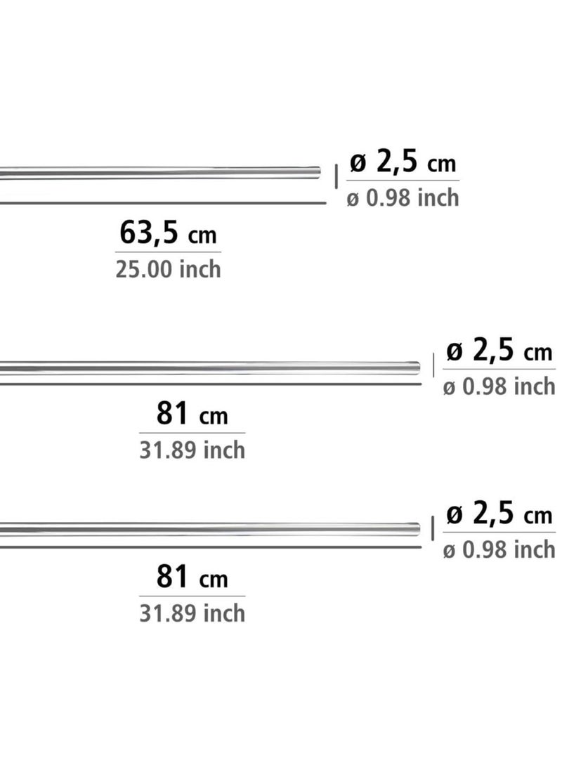 Wenko - WENKO bracket rod universal extra strong chrome can be combined in shape and length, Aluminum, 2.5 x 2.5 cm, Chrome - Image 1